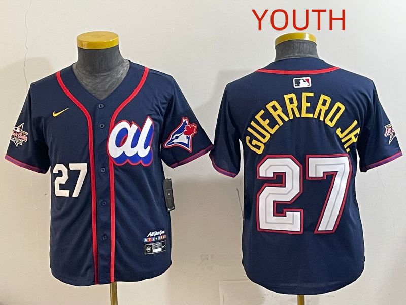 Youth 2025 Toronto Blue Jays #27 Guerrero jr Drak Blue All star Nike MLB Jersey style 4